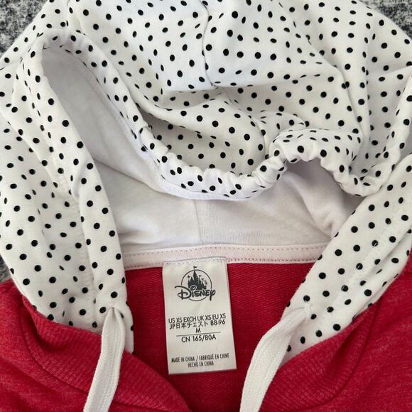 Disney Minnie Mouse Hoodie Red Polka Dot Bow Zip Sweater Womens Size M layered - Picture 5 of 7